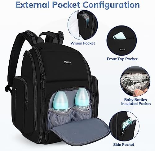 Mancro Backpack Diaper Bag, Travel Baby Changing Bag for Dad and Men - Image 4