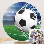 Soccer Round Arch Backdrop Cover Football Circle Backdrop Sports Theme Soccer Field Football Lovers Fans Kids Boys Baby Shower Birthday Party Decorations Photography Background 7.2ft by OERJU