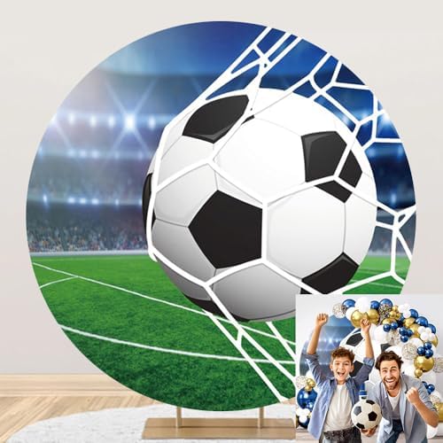 Soccer Round Arch Backdrop Cover Football Circle Backdrop Sports Theme Soccer Field Football Lovers Fans Kids Boys Baby Shower Birthday Party Decorations Photography Background 7.2ft by OERJU