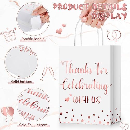 Ctosree 50 Pcs Bridal Shower Welcome Bags Bulk, White, Rose Gold - Image 4