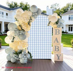 Checkered Gingham Arch Backdrop Cover 7.2ft Blue and White Plaid - Image 2