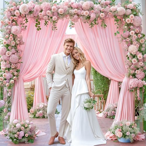 40x10FT Baby Pink Backdrop Curtains for Wedding Parties, Wrinkle Free Polyester Photography Backdrop Drapes for Wedding Baby Shower Birthday Parties Stage Background Stand Decorations 4x10ft,10 Panels - Image 7