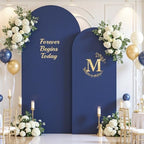 Navy Blue Arch Backdrop Cover Set of 2 Spandex 7.2 and 6ft Arch Covers Stretchy Backdrop Wedding Balloon Arch Stand Covers for Birthday Party Baby Shower Bridal Shower Banquet Photo Arches Background - Image 3