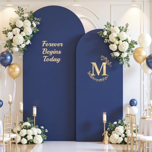 Navy Blue Arch Backdrop Cover Set of 2 Spandex 7.2 and 6ft Arch Covers Stretchy Backdrop Wedding Balloon Arch Stand Covers for Birthday Party Baby Shower Bridal Shower Banquet Photo Arches Background - Image 3