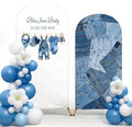 2 Pcs 7.2Ft/ 6 ft Blue Jean Baby Shower Decorations Blue Jean Baby is on The Way Arch Backdrop Cover for Denim Baby Shower Party Gender Reveal Birthday Party Photo by Unknown