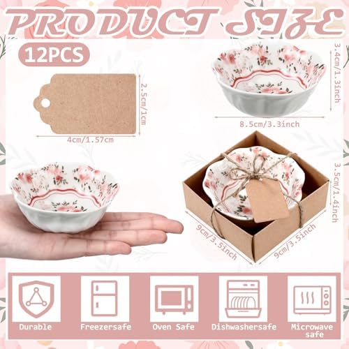 SiliFine 24 Pcs Wedding Favors for Guests Small Ceramic Bowls, Rose, Pink - Image 6