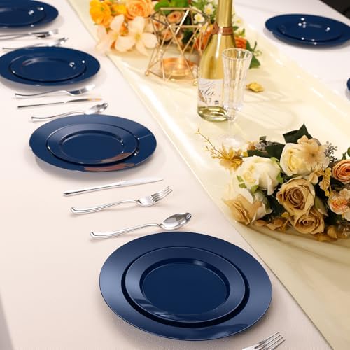 Goodluck 200PCS Navy Blue Plastic Plates, Disposable Blue Plates - Image 5