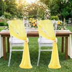 Yellow Chair Sashes for Wedding: 32 Pieces 8ft Long Sheer Draping Fabric – Reception Party Hotel Event Dining Chair Decorations - Image 3