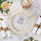 Goodluck 350 Piece Clear Gold Disposable Plastic Dinnerware Sets for Party - Image 3
