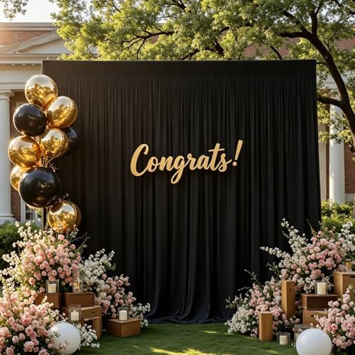 40FT x 10F Black Backdrop Curtain for Parties, Polyester Black Curtains with Rod Pockets, Photography Backdrop Drapes for Wedding, Home Party,Concerts, Retail,Family Events, Graduation Decorations - Image 5