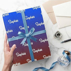 MyPupSocks Personalized Logo Wrapping Paper, Gradient Deep Blue Gift Wrap Paper Custom Funny Name Wrapping Paper Roll for Boys Girls Baby Shower Anniversary Birthday Christmas Gift 58x23 5 Rolls - Image 5