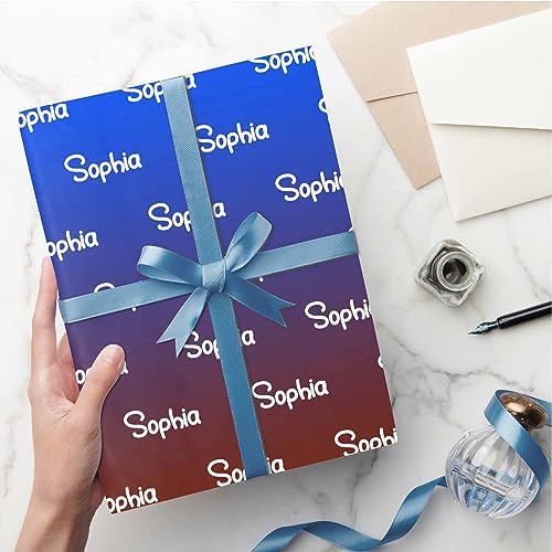 MyPupSocks Personalized Logo Wrapping Paper, Gradient Deep Blue Gift Wrap Paper Custom Funny Name Wrapping Paper Roll for Boys Girls Baby Shower Anniversary Birthday Christmas Gift 58x23 5 Rolls - Image 5