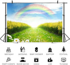 10x6.5ft Spring Backdrop Rainbow Cauliflower Field Photography Background Floral Green Grass Blue Sky Nature Scenery Kids Birthday Banner Decorations Baby Shower Portrait Photo Booth Prop - Image 5