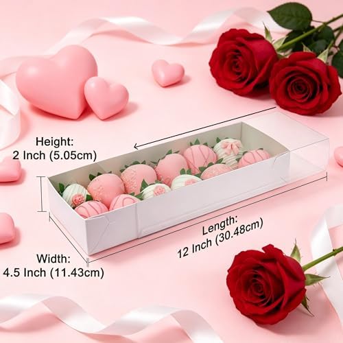 XINHPKGG 50Pcs 12x4.5x2 Inch Chocolate Strawberries Boxes for Wedding Party - Image 3
