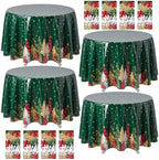 Ganeen 12 Pcs Christmas Tree Tablecloth Round Plastic 84 Inch Disposable by Ganeen
