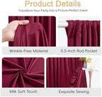 30x12ft Burgundy Backdrop Curtains for Parties Wrinkle Free Fabric Backdrop Curtain Birthday Photo Drapes Backdrop for Wedding Baby Shower Bridal Shower Photography Back Drop 6 Panels 5x12FT - Image 7