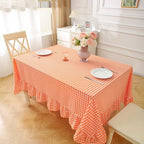 Orange White Gingham Ruffle Tablecloth Square 60"x60" - Image 4