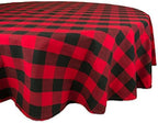 DII Buffalo Check Collection, Classic Farmhouse Tablecloth, 70" Round, Red & Black by DII