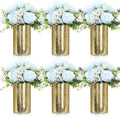 Suncalla 6 Sets Gold Cylinder Vases Artificial Peony Candle Holders, Blue by Unknown
