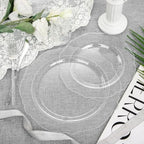 Liacere 150PCS Clear Silver Plastic Plates & Disposable Silver Plastic Silverware with Glitter Bamboo Handle Cutlery-Baroque Clear Disposable Plates for Wedding & Party & Summer - Image 6