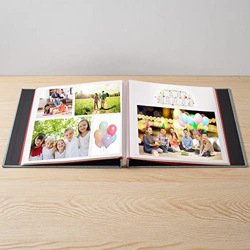 Large Photo Album Self Adhesive 4x6 8x10 10x12 13"x12.8" Magnetic Scrapbook Album 12.6"x11" Inch 60 Sticky Pages Linen Cover DIY Photo Album with A Metallic Pen and DIY Stickers(Green) - Image 2