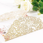 50pcs Gold Glitter Laser Cut Invitation Pockets with Blank Inner Sheets - Image 6