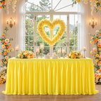 Wish Care Yellow Table Clothes for Rectangle Tables 6ft, Wrinkle Resistant Fitted Table Cloth with Pleated Ruffle Skirts for Banquet Wedding Baby Shower Folding Tables by WishCare