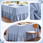 Moukeren 120"x60" Ruffled Tablecloth Table Cover, Blue, Classic - Image 2