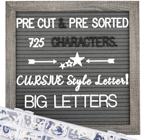 Grey Felt Letter Board - 10x10 Inch, Pre Cut 725 Letters, First Day of School, Classroom Decor, Baby Announcements by Obliviscar