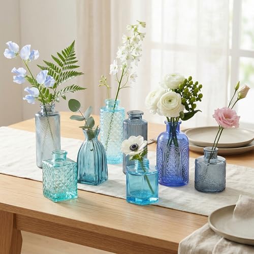 15 Pcs Blue Bud Vases Set,Baby Shower Decorations, Wedding Table Decor - Image 4