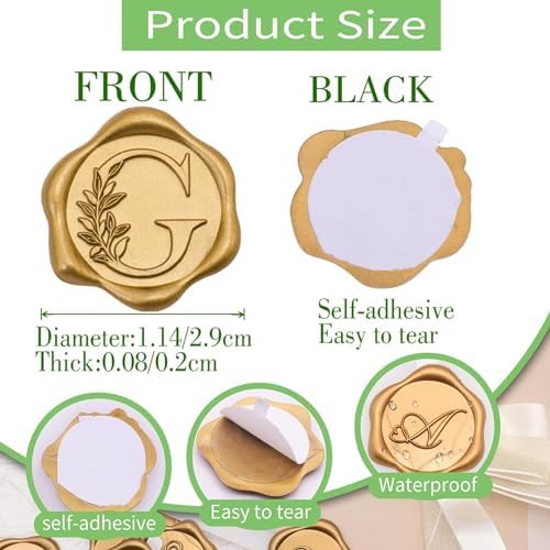 SWANGSA 200 Pack Letter S Wax Seal Stickers, Antique Gold Botanical Leaves Initial Alphabet Self-Adhesive Wax Stickers for Wedding Party Invitation Envelope - Image 6