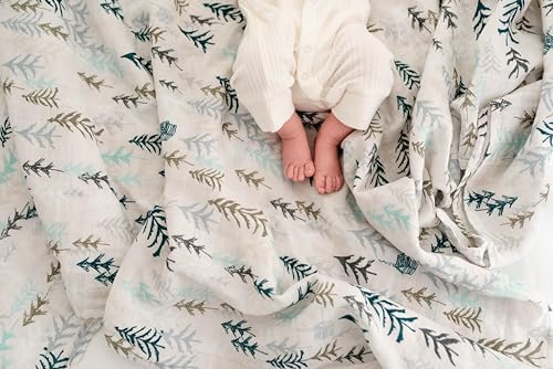 Miaoberry Forest Organic Muslin Swaddle Blankets for Baby Boy with Matching Hat and Wooden Hello World Newborn Sign | Newborn Photography Props | Birth Announcement Sign - Image 7