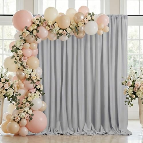 Grey Backdrop Curtains 30ftx10ft Party Polyester Photo Drapes - Image 2