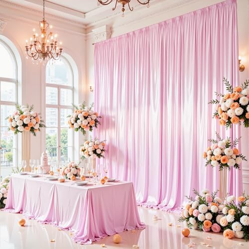 Pink Satin Backdrop Curtains 8 Panels - Glitter Photo Drapes for Baby Shower, 40x10FT Shimmer Back Drop Cloth, Wrinkle Free for Birthday Party Prom Wedding Photography Background - Image 4