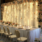 10×15ft Champagne Tulle Backdrop Curtain with Lights String for Parites Sheer Fabric Backdrop Curtains for Wedding Baby Shower Birthday Party Backdrop Drapes Bridal Shower Photo Shoot Background - Image 3