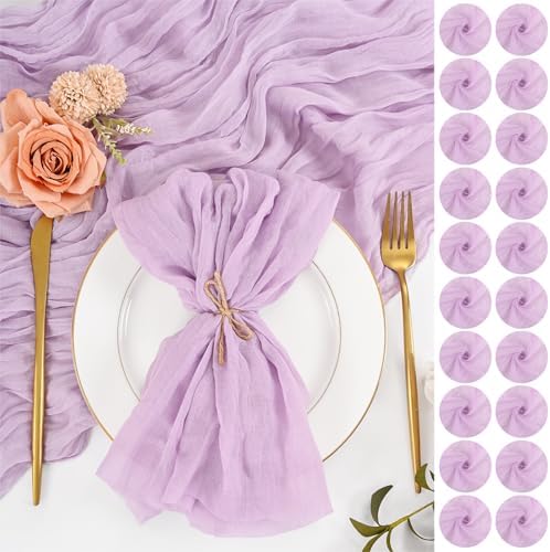 100 Pack Lavender Cloth Napkins 20x20 Inch Cheesecloth Napkins by Lumaycens