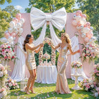 Giant Bow for Backdrop Big White Bow 120x48 Inch Large Satin Ribbon Bow Wall Decor for Wedding Birthday Baby Shower Party Photo Booth, Washable Reusable Fabric Bow for Nursery Bedroom Door Hanging - Image 2