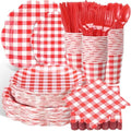 Funnymoom 400 Pcs Red Gingham Party Supplies for Picnic Party Decoration by Funnymoom