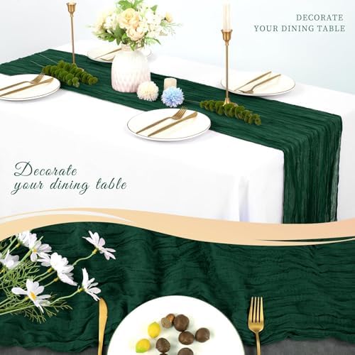 20 Pack Cheesecloth Table Runner 17 x 108 Inch, Emerald Green - Image 5