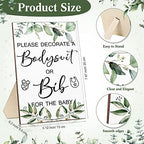 Roowest 35 Pcs Baby Shower Bibs Game with Bib Bodysuit Marker, Greenery - Image 2