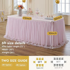 Pink Tulle Tablecloth for 6 Ft Rectangle Tables 2-Pack, Ideal for Weddings - Image 6