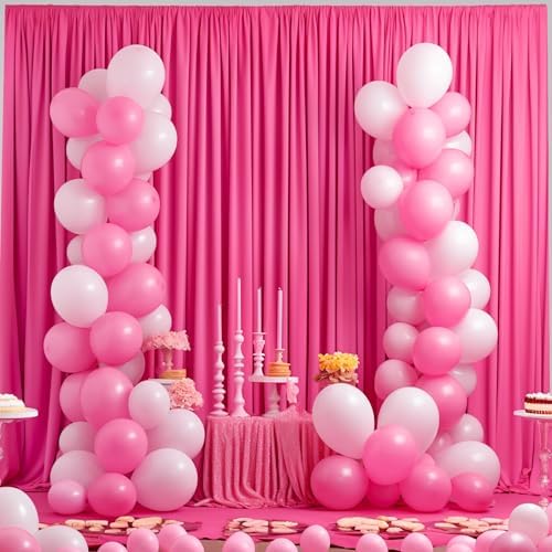 24x10FT Hot Pink Backdrop Curtains for Wedding Parties, Wrinkle Free Polyester Photography Backdrop Drapes for Wedding Baby Shower Birthday Parties Stage Background Stand Decorations 4x10ft,6 Panels - Image 7