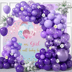 Polyester Diameter 6.5ft Gender Reveal Round Backdrop Blue Pink Balloon Star Background for Photography Boy or Girl What Will Baby Be Mommy Pregnancy Surprise Party Photo Booth Props - Image 4