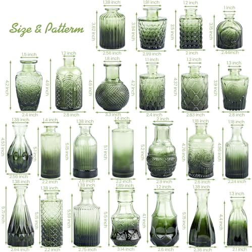 TBWIND 24pcs Green Glass Bud Vases Set - Image 3