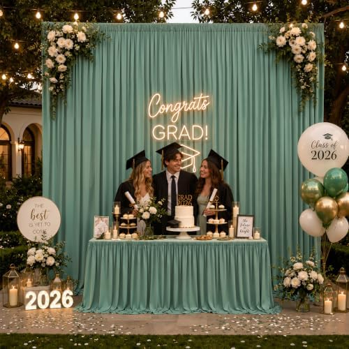gogoparti 20x12ft Sage Green Backdrop Curtain, 4 Panels 5x12ft Thick Wrinkle-Free Polyester Fabric, Professional Photography Background for Wedding, Birthday, Baby Shower, Bridal Shower - Image 7