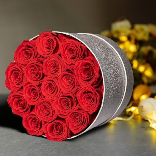 Prifroti 17 Red Flowers in Glitter Box, Birthday Gifts for Women, Preserved Flowers, Mothers Day Roses Gift for Mom - Image 4