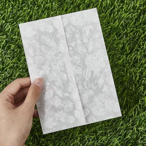 Garvee 100 Pack Pre-Folded Vellum Jackets for 5x7 Invitations Transparent Wedding Invitations Wraps, White Stamens - Image 7