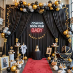 10x15ft Black Backdrop Curtains for Parties Wrinkle Free Fabric Backdrop Curtain Wedding Photo Drapes Backdrop for Birthday Party Baby Shower Bridal Shower Photography Stage Back Drop 2 Panels 5x15FT - Image 4