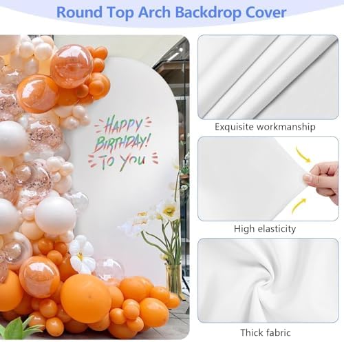 HEMMOTOP Metal Arch Backdrop Stand and Cover Set, White, 7.2 ft - Image 4