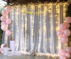 10ft x 10ft White Tulle Backdrop Curtain with Lights String for Parties Wedding Bridal Shower Sheer White Curtain Backdrop for Birthday Baby Shower Photo Booth Background Decorations - Image 3